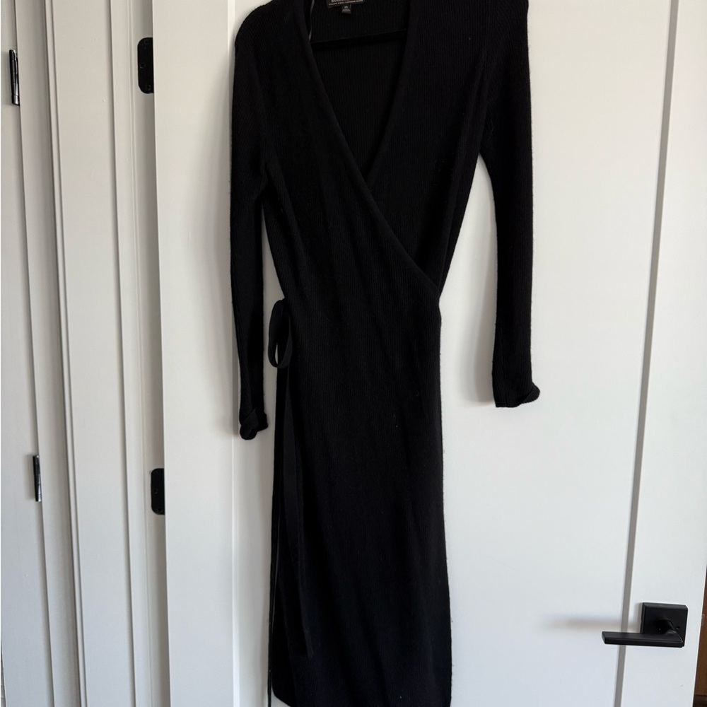 Banana Republic black midi wrap dress